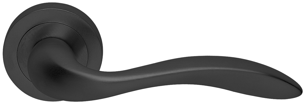 Ручка дверная LEON R2 NERO раздельная на круглой розетке, цвет - черный фото купить Рязань