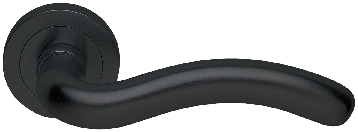 Ручка дверная SNAKE R2 NERO раздельная на круглой розетке, цвет - черный фото купить Рязань