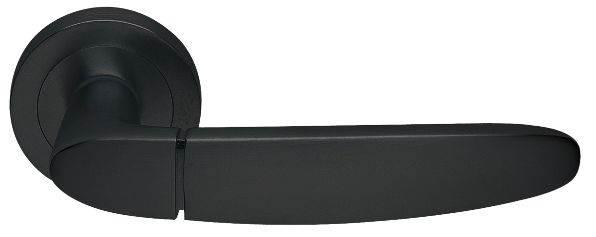 Ручка дверная SAIL R2 NERO раздельная на круглой розетке, цвет - черный фото купить Рязань