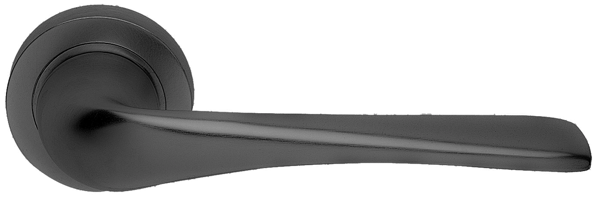 Ручка дверная LE MANS R2 NERO раздельная на круглой розетке, цвет - черный фото купить Рязань