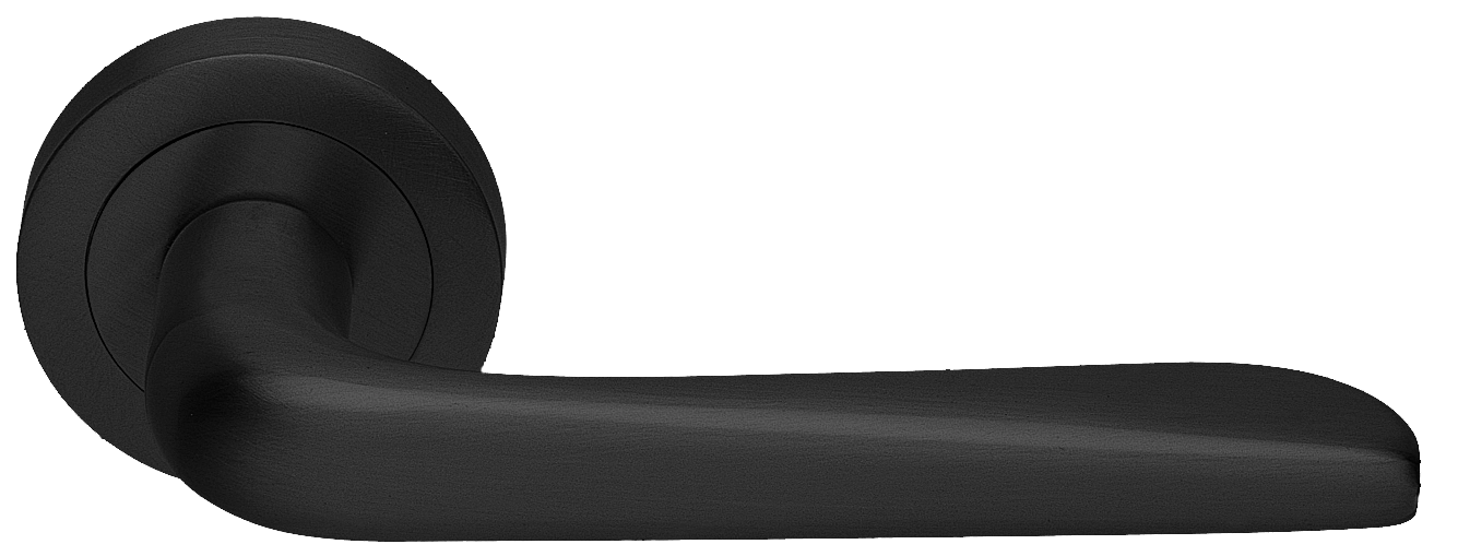 Ручка дверная PETRA R2 NERO раздельная на круглой розетке, цвет - черный фото купить Рязань