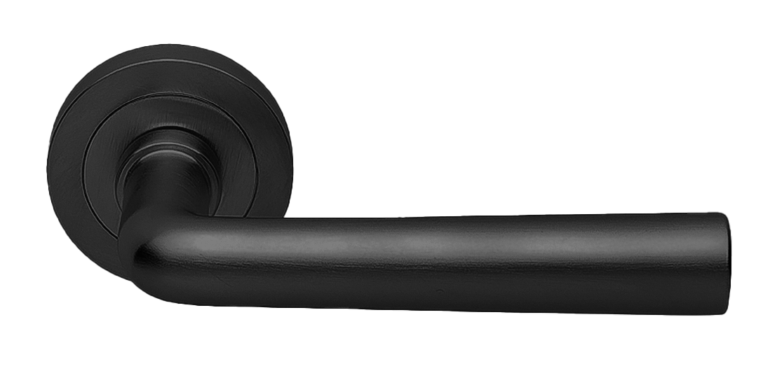 Ручка дверная UNDER R2 NERO раздельная на круглой розетке, цвет - черный фото купить Рязань