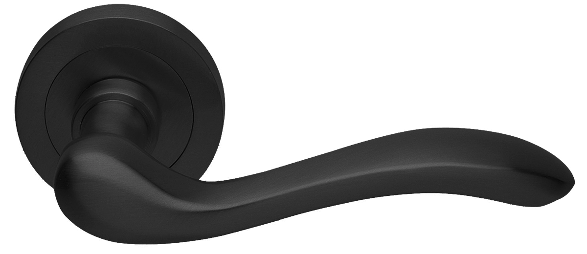 Ручка дверная ERICA R2 NERO раздельная на круглой розетке, цвет - черный фото купить Рязань