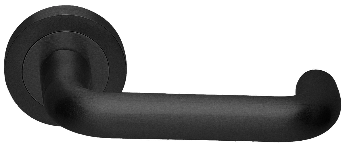 Ручка дверная IRIS R2 NERO раздельная на круглой розетке, цвет - черный фото купить Рязань