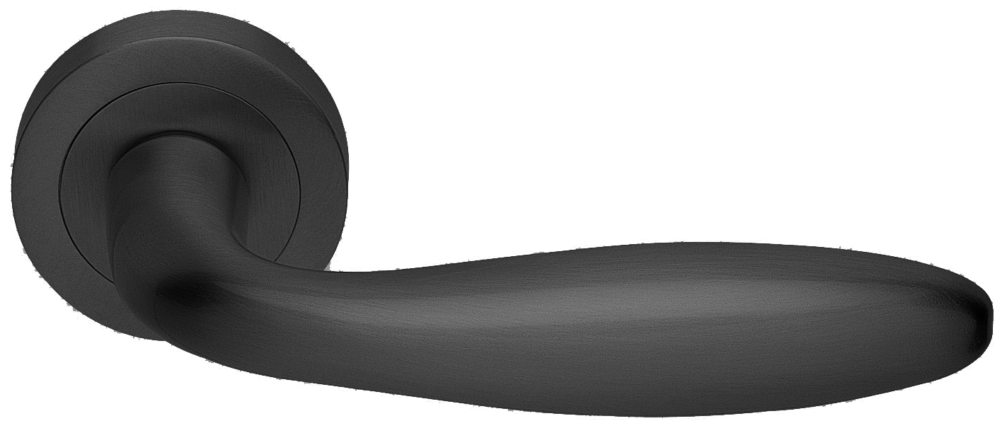 Ручка дверная AIR R2 NERO раздельная на круглой розетке, цвет - черный фото купить Рязань