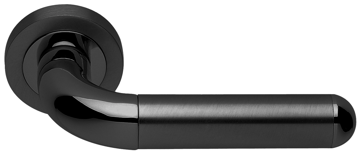 Ручка дверная GAVANA R2 NERO раздельная на круглой розетке, цвет - черный фото купить Рязань