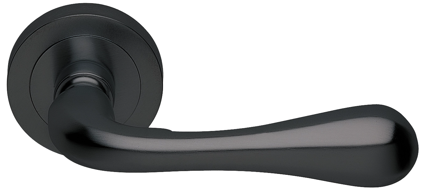 Ручка дверная ASTRO R2 NERO раздельная на круглой розетке, цвет - черный фото купить Рязань