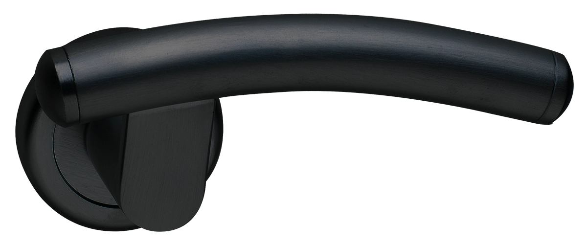 Ручка дверная LUNA R4 NERO раздельная на круглой розетке, цвет - черный фото купить Рязань