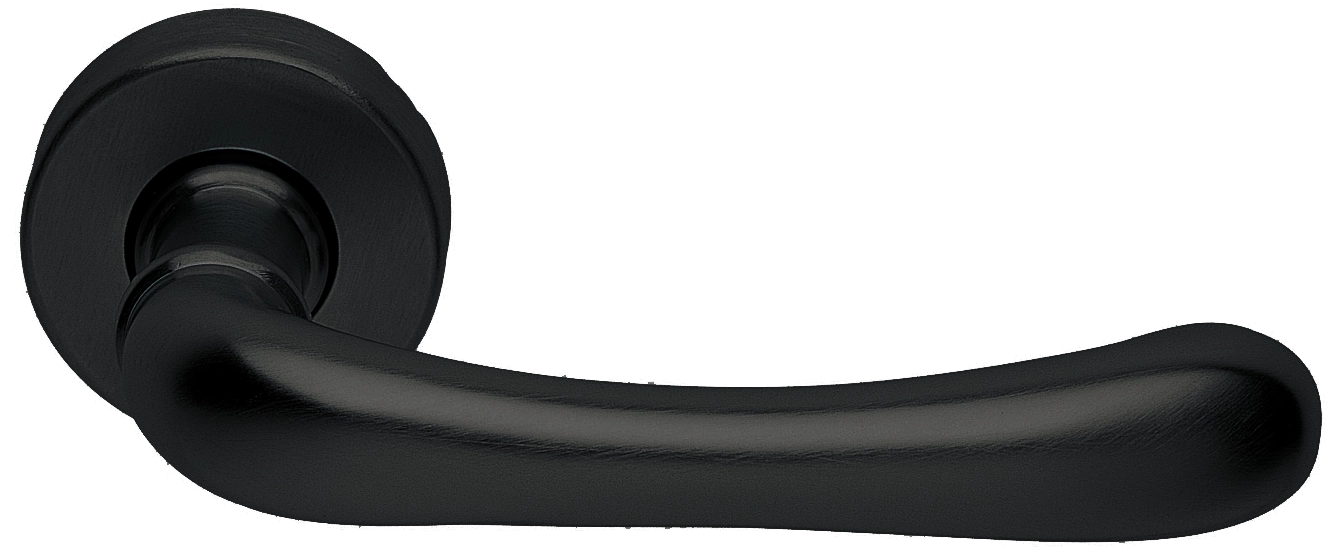 Ручка дверная RING R3-E NERO раздельная на круглой розетке, цвет - черный фото купить Рязань