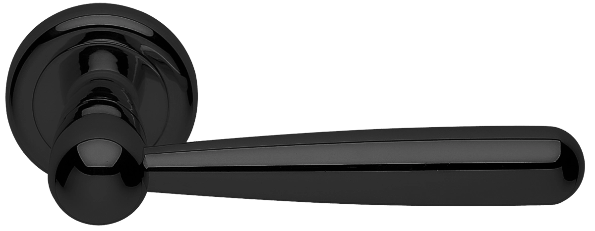 Ручка дверная PINOKKIO R4 NERO раздельная на круглой розетке, цвет - черный фото купить Рязань