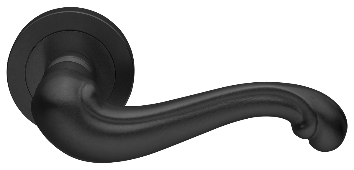 Ручка дверная BAROCCO R2 NERO раздельная на круглой розетке, цвет - черный фото купить Рязань