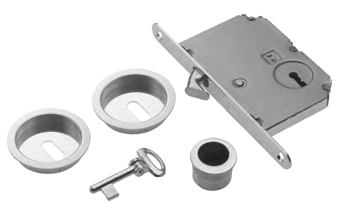 Комплект ручек для раздвижной двери ART.54/B CSA с пальчиковой ручкой, замком и ключом, цвет - матовый хром фото купить Рязань