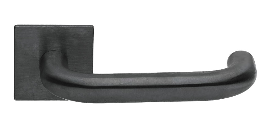 Ручка дверная SOYUZ-APOLLO S1-E NERO раздельная на квадратной розетке, цвет - черный фото купить Рязань