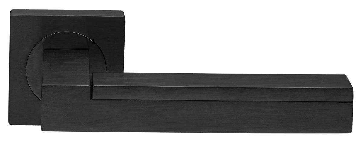 Ручка дверная ISLAND S2 NERO раздельная на квадратной розетке, цвет черный, латунь фото купить в Рязани