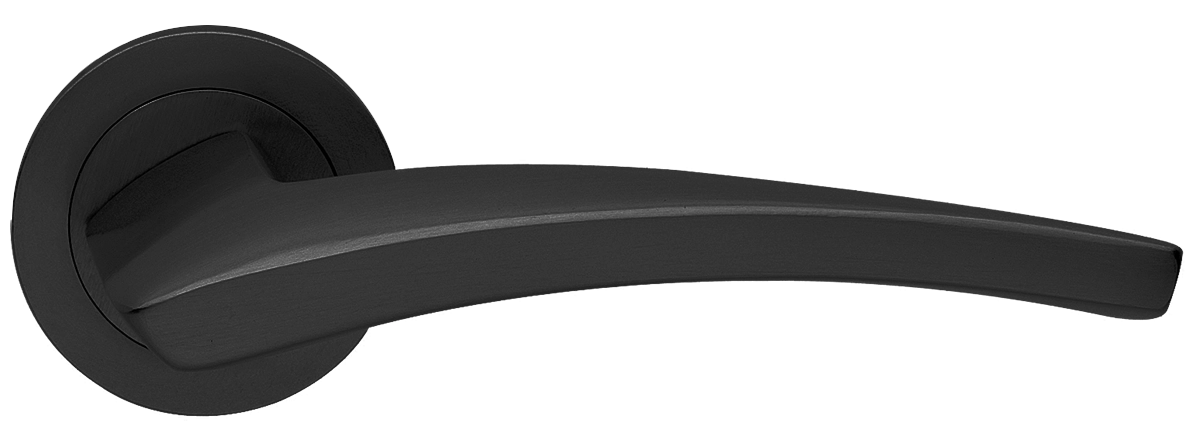 Ручка дверная WIND R2 NERO раздельная на круглой розетке, цвет черный, латунь фото купить в Рязани