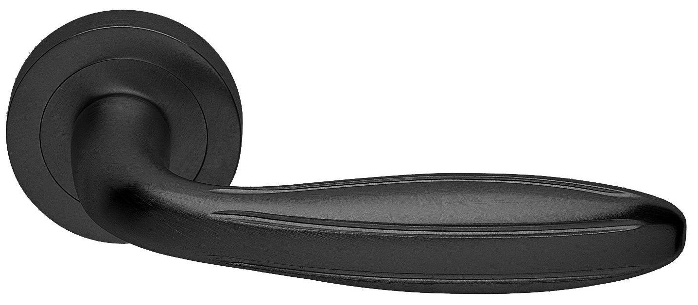 Ручка дверная BUD R2 NERO раздельная на круглой розетке, цвет черный, латунь фото купить в Рязани