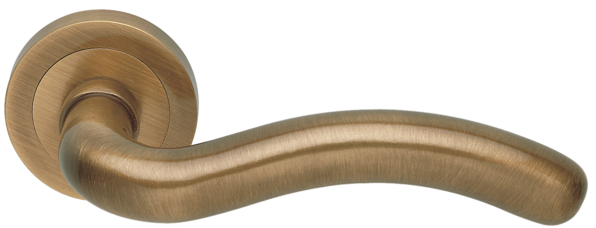 Ручка дверная SNAKE R2 BGO раздельная на круглой розетке, цвет матовая бронза, латунь фото купить в Рязани