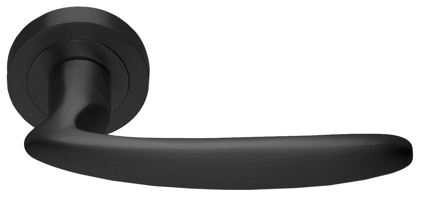 Ручка дверная FLAMINGO R2 NERO раздельная на круглой розетке, цвет черный, латунь фото купить в Рязани