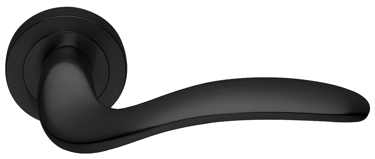 Ручка дверная COBRA R2 NERO раздельная на круглой розетке, цвет черный, латунь фото купить в Рязани