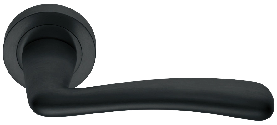 Ручка дверная COCKATOO R2 NERO раздельная на круглой розетке, цвет черный, латунь фото купить в Рязани