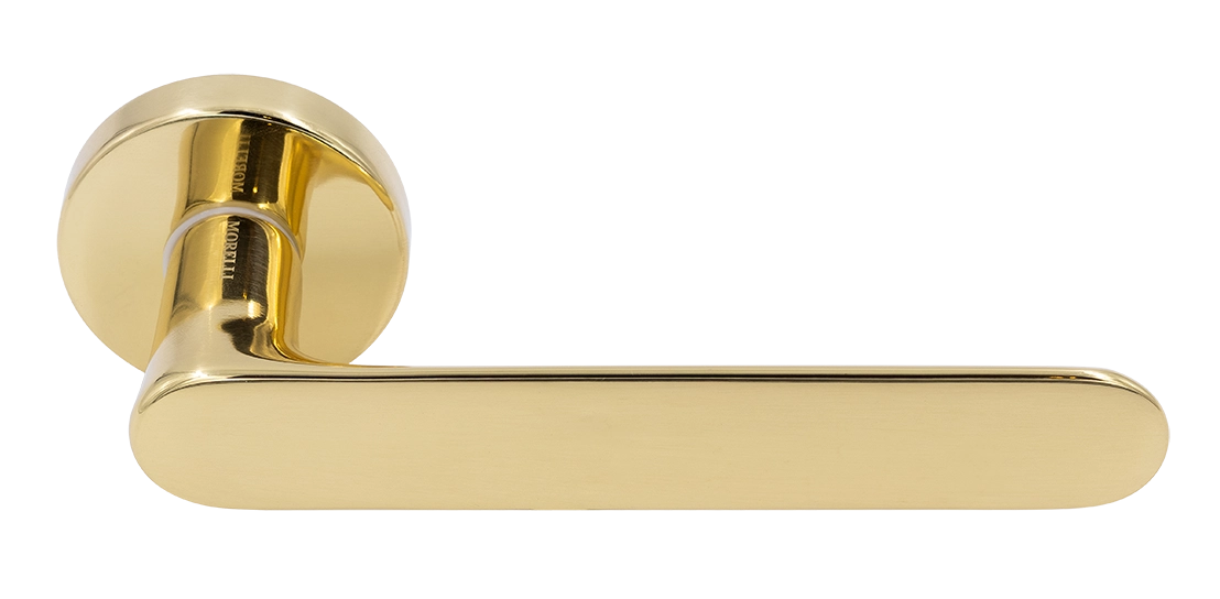 Ручка дверная LE BOAT R5 OTL раздельная на круглой розетке, цвет золото, латунь фото купить Рязань