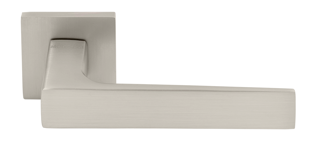 Ручка дверная MIRA  MH-54-S6 MSN раздельная на квадратной розетке, цвет матовый сатинированный никель, ЦАМ фото купить Рязань