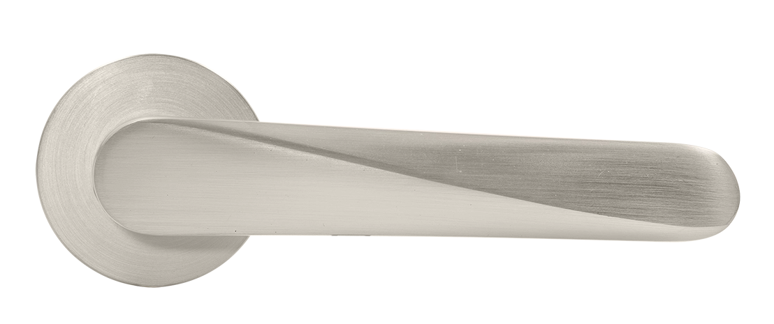 Ручка дверная CAYAN MH-58-R6 MSN раздельная на круглой розетке 6 мм, цвет матовый сатинированный никель, ЦАМ фото купить в Рязани