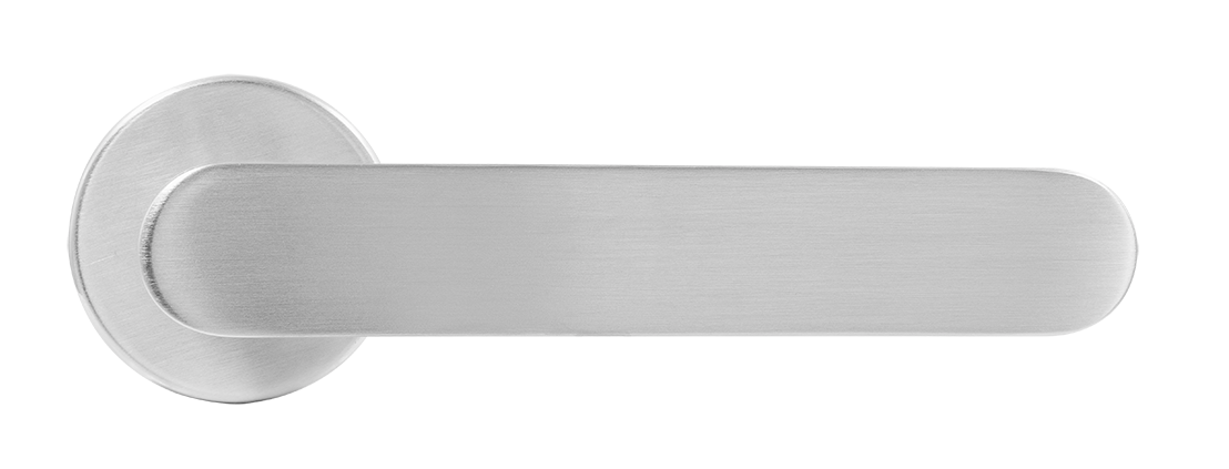 Ручка дверная LE BOAT R5 CSA раздельная на круглой розетке, цвет матовое матовый хром, латунь фото купить в Рязани