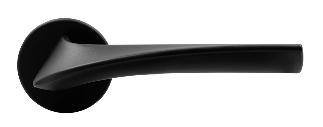 Ручка дверная COMETA R5 NERO-ST на круглой розетке цвет черный soft-touch, ЦАМ фото купить в Рязани