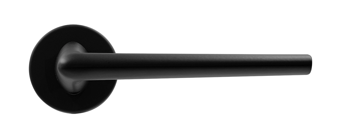 Ручка дверная THE FORCE R5 NERO-ST на круглой розетке, цвет черный soft-touch, ЦАМ фото купить в Рязани