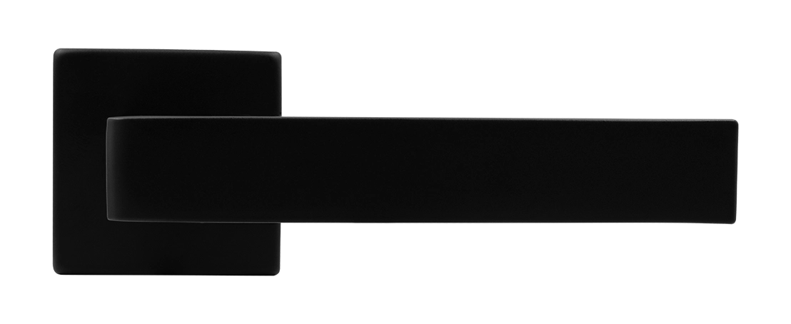 Ручка дверная HORIZONT S5 NERO-ST на квадратной розетке, цвет черный soft-touch, ЦАМ фото купить в Рязани