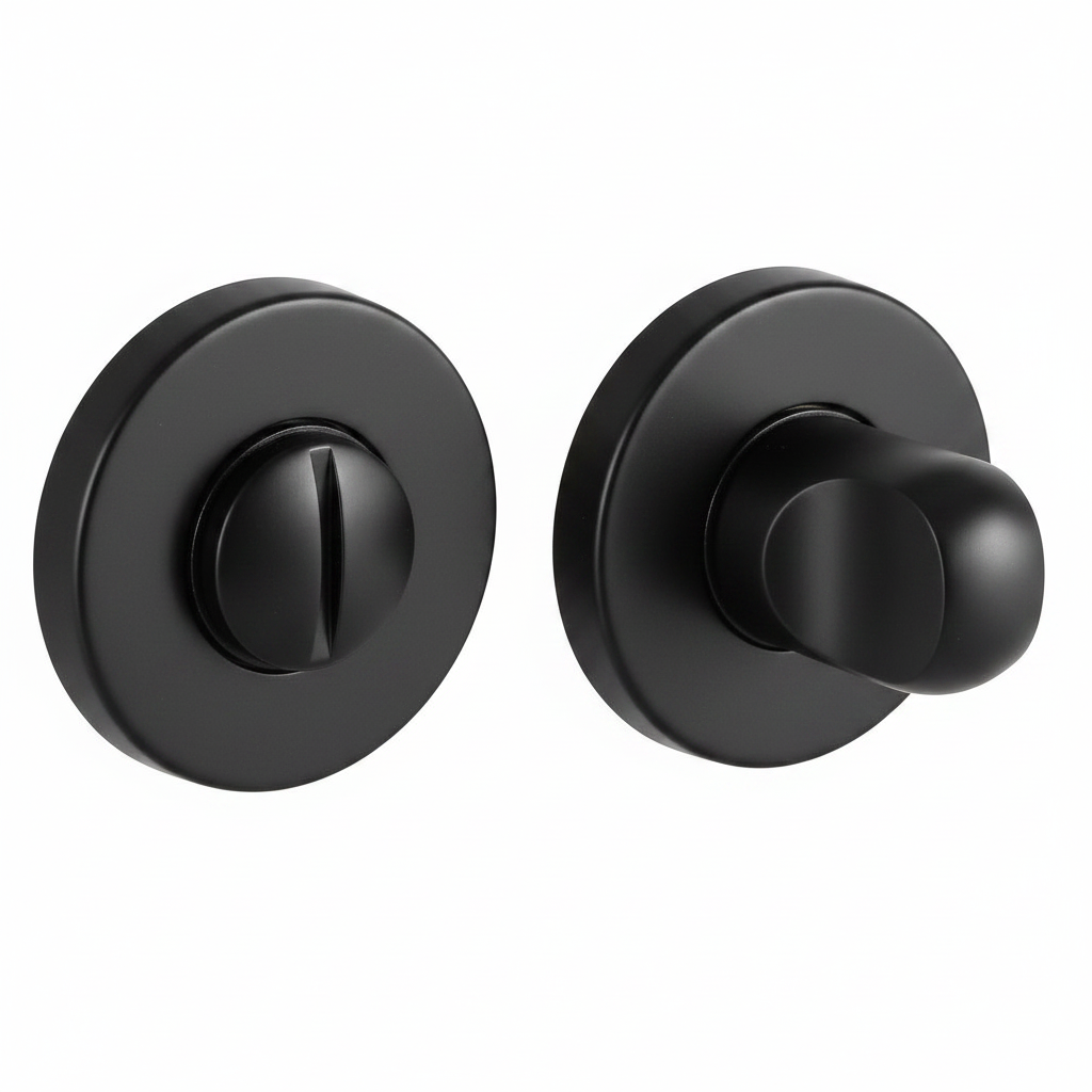 Завертка сантехническая LUX-WC-R3-E NERO-ST на круглой розетке цвет черный soft-touch, ЦАМ фото купить Рязань