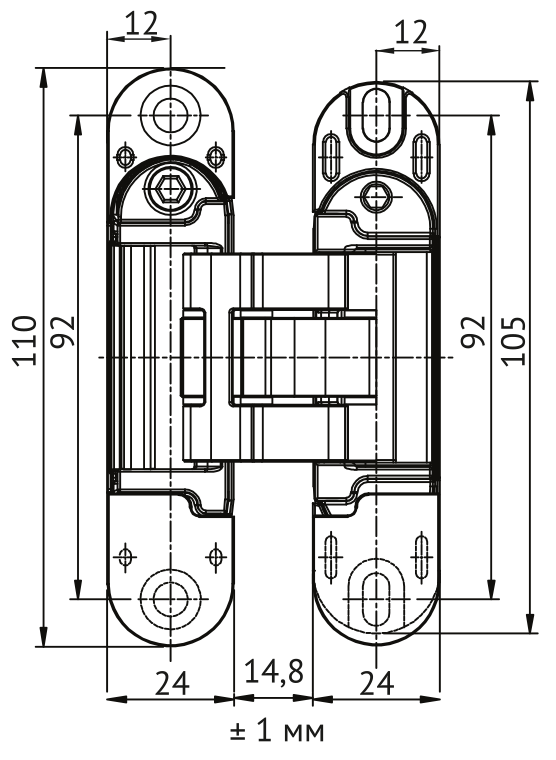 Петля скрытая HH-28 SC врезная с 3D-регулировкой вес полотна до 40 кг, цвет матовый хром фото купить в Рязани