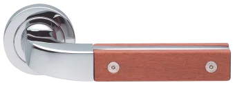 Ручка дверная TREE R2 CRO/PERO раздельная на круглой розетке, цвет хром/груша, латунь
