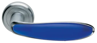 Ручка дверная MURANO R4 CSA/BLU на круглом основании, цвет матовый хром/ультрамарин, латунь