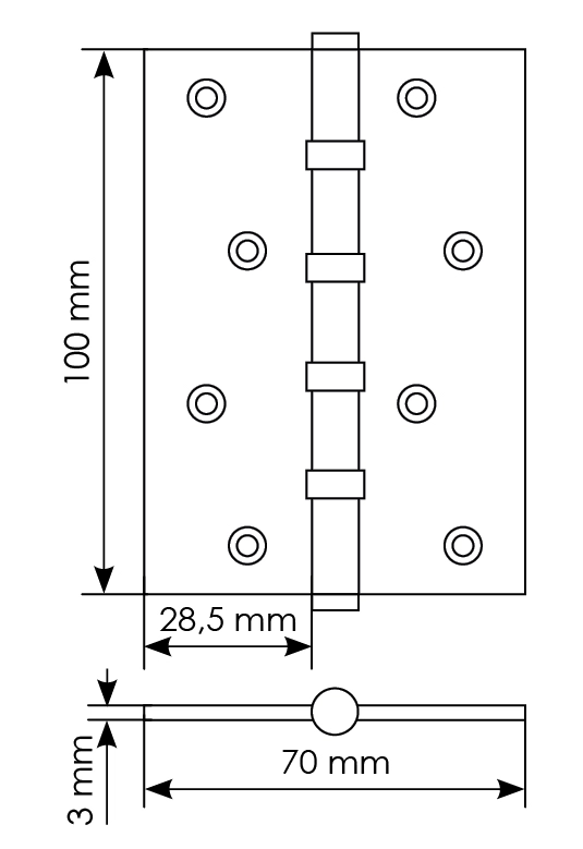 Петля карточная универсальная MBU 100X70X3-4BB COF латунь,врезная,цвет кофе фото купить в Рязани