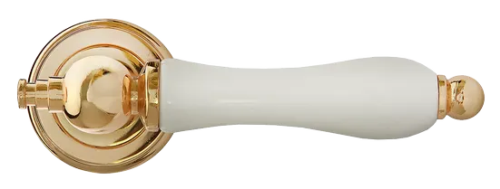MART, ручка дверная MH-42-CLASSIC PG/W, цвет - золото/белый фото купить в Рязани