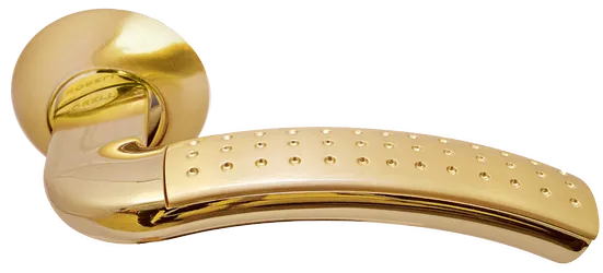 ПАЛАЦЦО, ручка дверная MH-02P SG/GP, цвет мат.золото/золото,с перфорацией фото купить Рязань