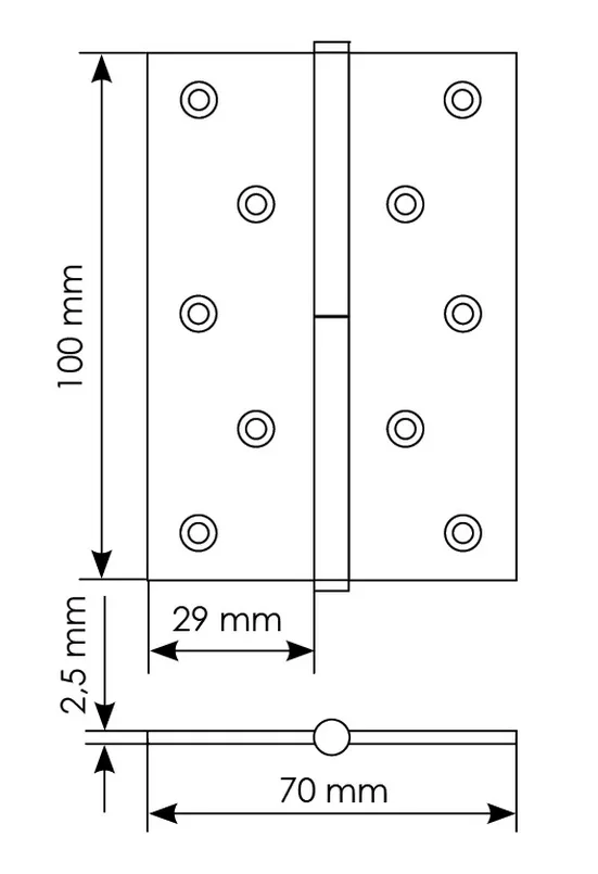 Петля универсальная разъемная MSD 100X70X2.5 AB L стальная левая, врезная, цвет бронза фото купить в Рязани