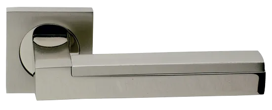 Ручка дверная ISLAND S2 NIS/NIK раздельная на квадратном основании, цвет матовый никель/никель, латунь фото купить Рязань