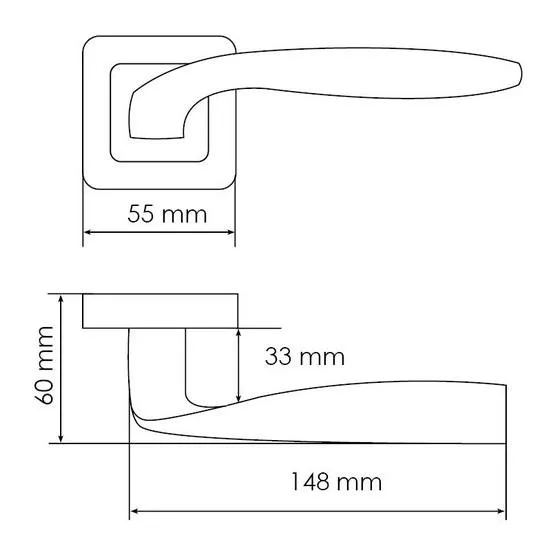 Ручка дверная SHELL MH-45 GR/CP-S55 раздельная на квадратной розетке, цвет графит/хром, ЦАМ Light фото купить в Рязани