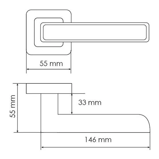 Ручка дверная FLEX MH-44 GR/CP-S55 раздельная на квадратном основании, цвет графит/хром, ЦАМ Light фото купить в Рязани