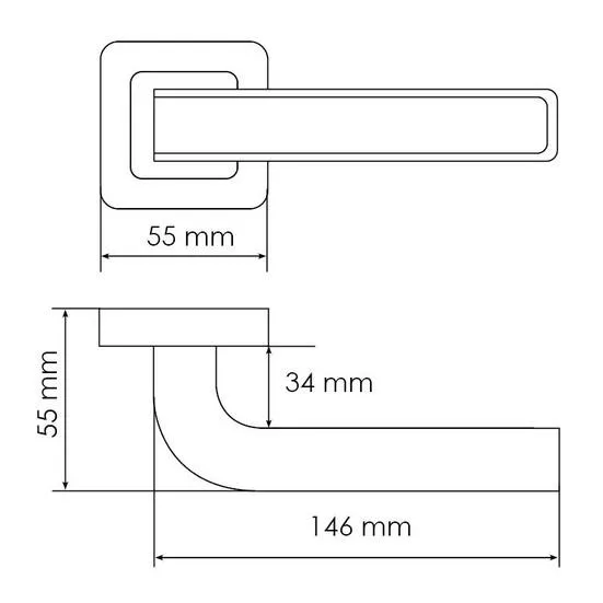 Ручка дверная EON MH-46 GR/CP-S55 раздельная на квадратной розетке, цвет графит/хром, ЦАМ Light фото фурнитура Рязань