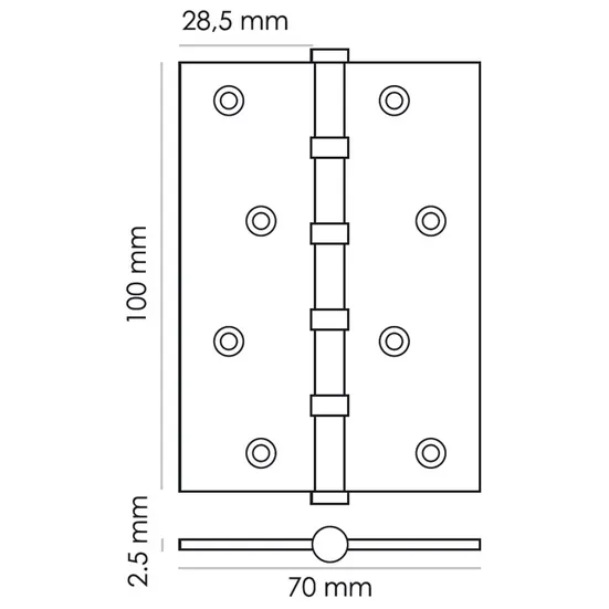 Петля карточная универсальная MS 100X70X2.5-4BB BL, врезная, цвет черный, сталь фото купить в Рязани