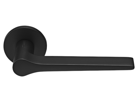 LAND ручка дверная  на круглой розетке 6 мм, MH-60-R6 BL, цвет - чёрный фото купить Рязань