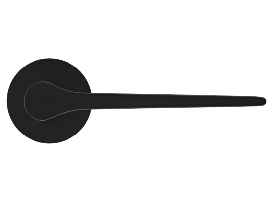 LAND ручка дверная  на круглой розетке 6 мм, MH-60-R6 BL, цвет - чёрный фото купить в Рязани