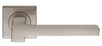 Ручка дверная STONE S1 NIS раздельная на квадратном основании, цвет матовый никель, латунь