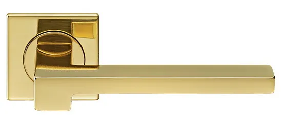 Ручка дверная STONE S1 OTL раздельная на квадратной розетке, цвет золото, латунь фото купить Рязань